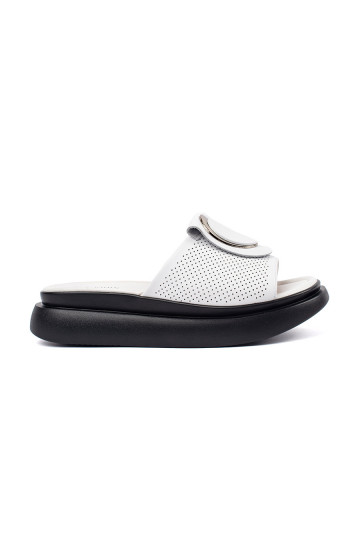 Bílá-Černé  Pantofle s platformou