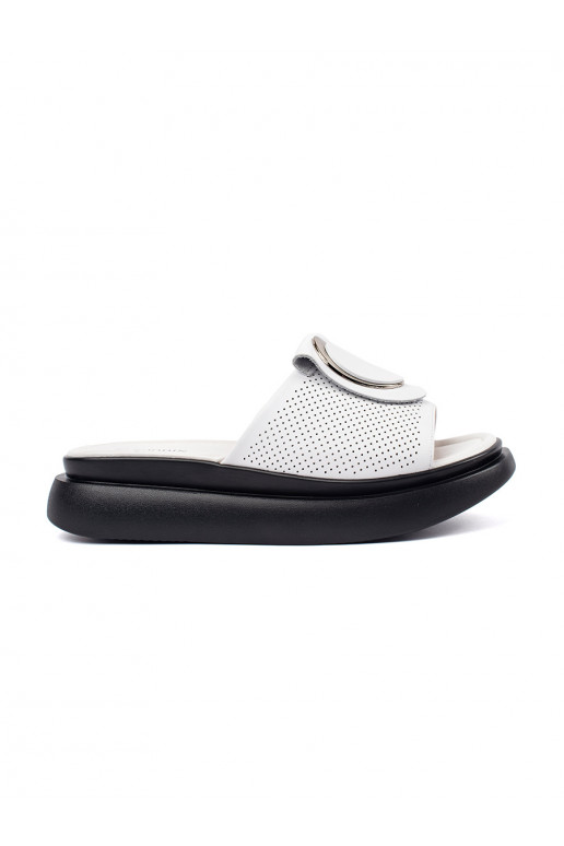 Bílá-Černé  Pantofle s platformou