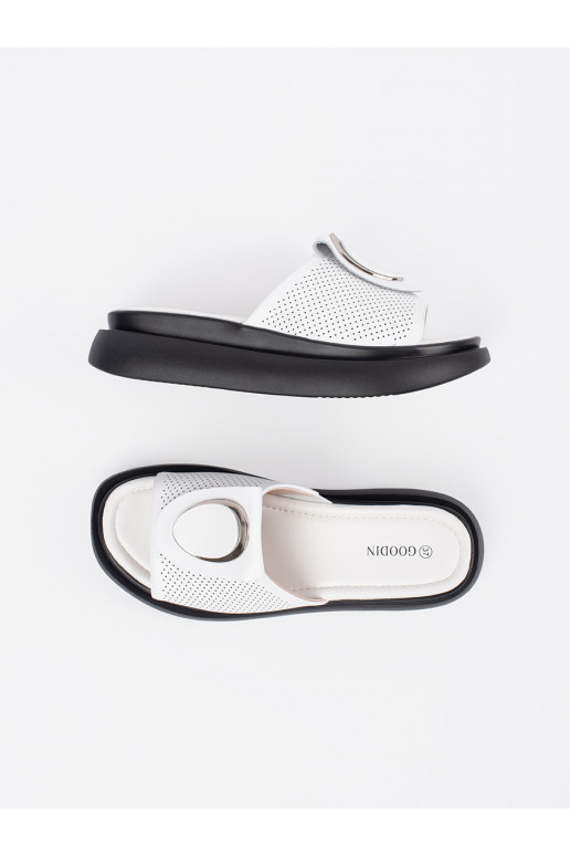 Bílá-Černé  Pantofle s platformou