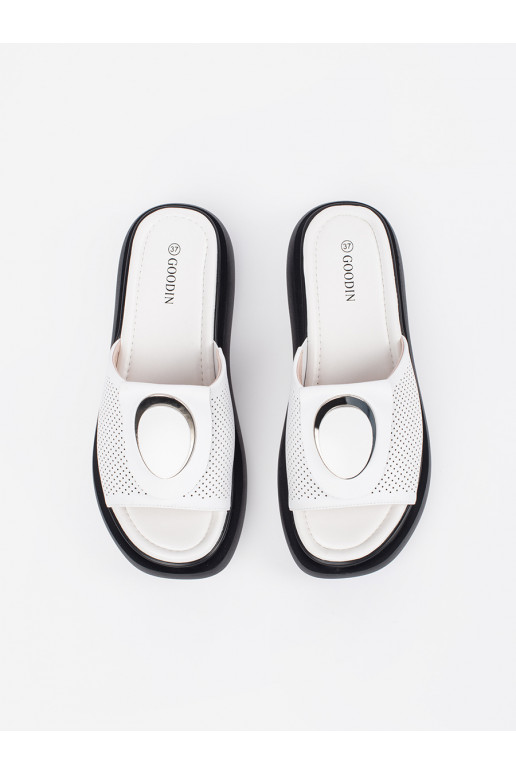 Bílá-Černé  Pantofle s platformou