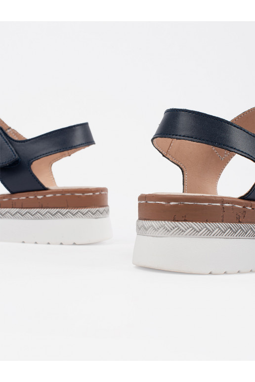Bílá-modrá sandály s platformou z m zdobieniem