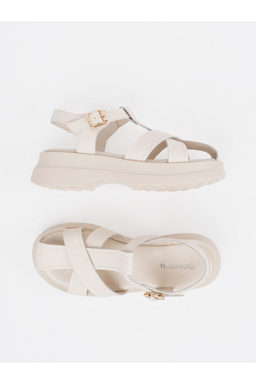 slonová kost sandály s masivním podpatkem