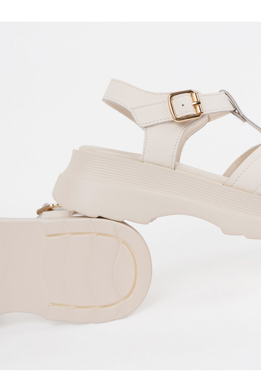 slonová kost sandály s masivním podpatkem