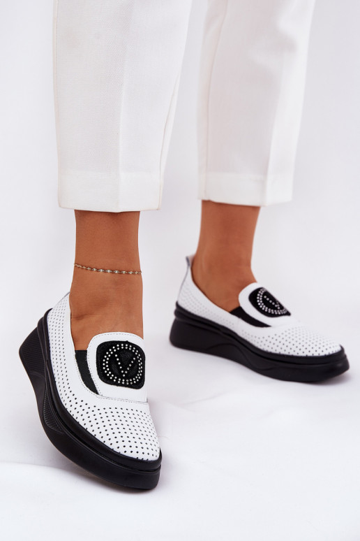 Dámské mokasíny  s platformou I Koturnie Vinceza 79522 bílé Dámské mokasíny  s platformou I Koturnie Vinceza 79522 bílé