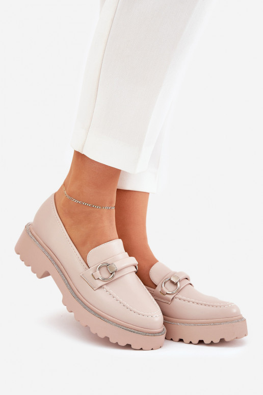 Dámské mokasíny Zdobené Cyrkoniami béžové Patina Dámské mokasíny Zdobené Cyrkoniami béžové Patina