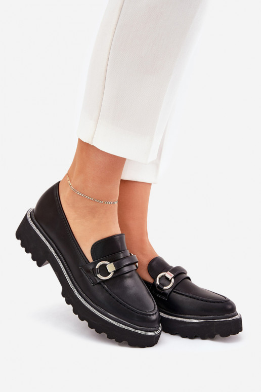 Dámské mokasíny Zdobené Cyrkoniami Černé Patina Dámské mokasíny Zdobené Cyrkoniami Černé Patina