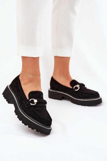 Dámské mokasíny Zdobené Cyrkoniami Černé Patina 2