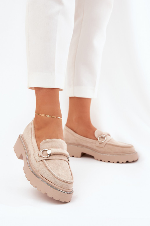 Dámské mokasíny Zdobené Cyrkoniami béžové Patina Dámské mokasíny Zdobené Cyrkoniami béžové Patina