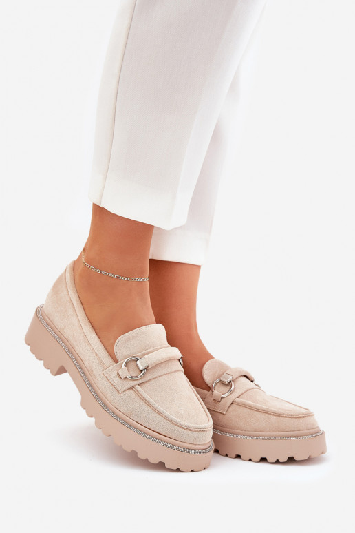 Dámské mokasíny Zdobené Cyrkoniami béžové Patina Dámské mokasíny Zdobené Cyrkoniami béžové Patina