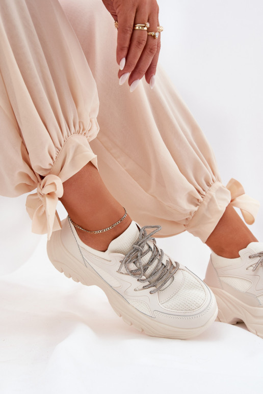 Tenisky  s platformou Ozdobnym m béžové Evalianne Tenisky  s platformou Ozdobnym m béžové Evalianne
