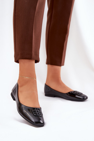 s efektem laku Elegantní styl baleríny   Detalem Vinceza 17377 Černé