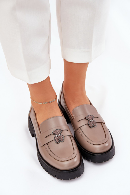 Dámské mokasíny Z Przypinką Medvídci Vinceza 18109 béžové  Dámské mokasíny Z Przypinką Medvídci Vinceza 18109 béžové