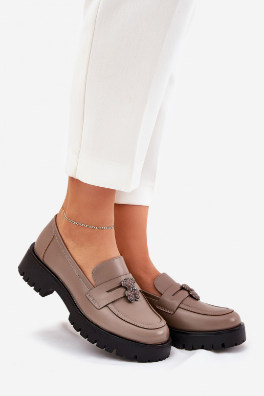 Dámské mokasíny Z Przypinką Medvídci Vinceza 18109 béžové  Dámské mokasíny Z Przypinką Medvídci Vinceza 18109 béžové