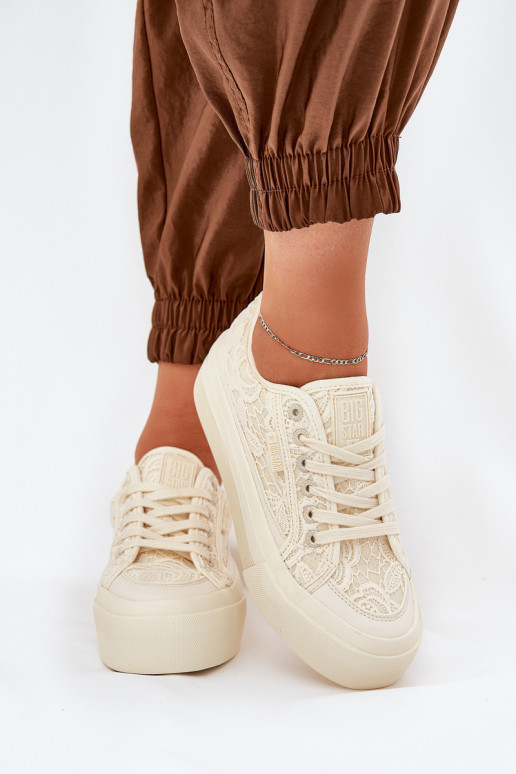 s krajkovými motivy Ležérní obuv Big Star RR274746 béžové s krajkovými motivy Ležérní obuv Big Star RR274746 béžové