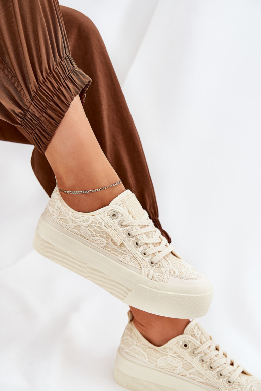 s krajkovými motivy Ležérní obuv Big Star RR274746 béžové s krajkovými motivy Ležérní obuv Big Star RR274746 béžové