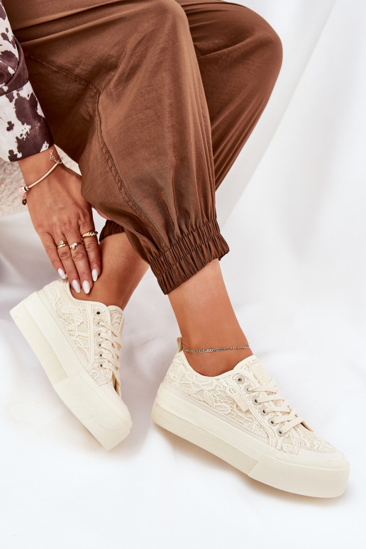 s krajkovými motivy Ležérní obuv Big Star RR274746 béžové s krajkovými motivy Ležérní obuv Big Star RR274746 béžové
