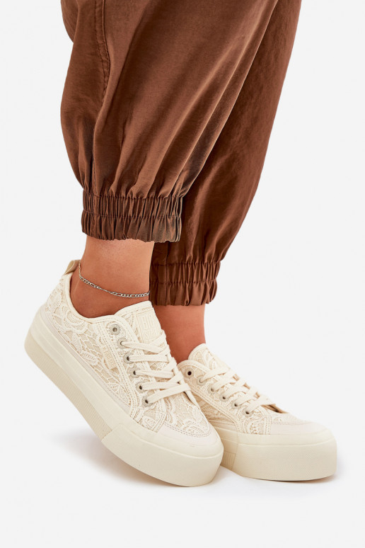 s krajkovými motivy Ležérní obuv Big Star RR274746 béžové s krajkovými motivy Ležérní obuv Big Star RR274746 béžové