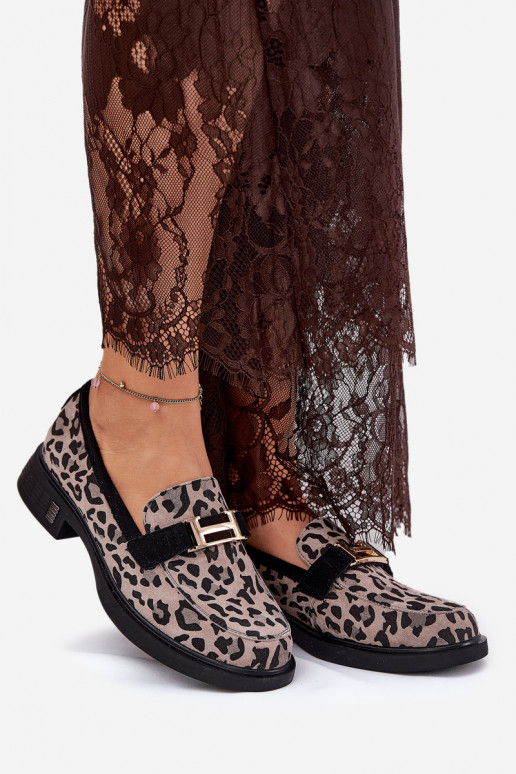 Semišové mokasíny  se vzory leopardí kožešiny Vinceza 66792 šedá Semišové mokasíny  se vzory leopardí kožešiny Vinceza 66792 šedá