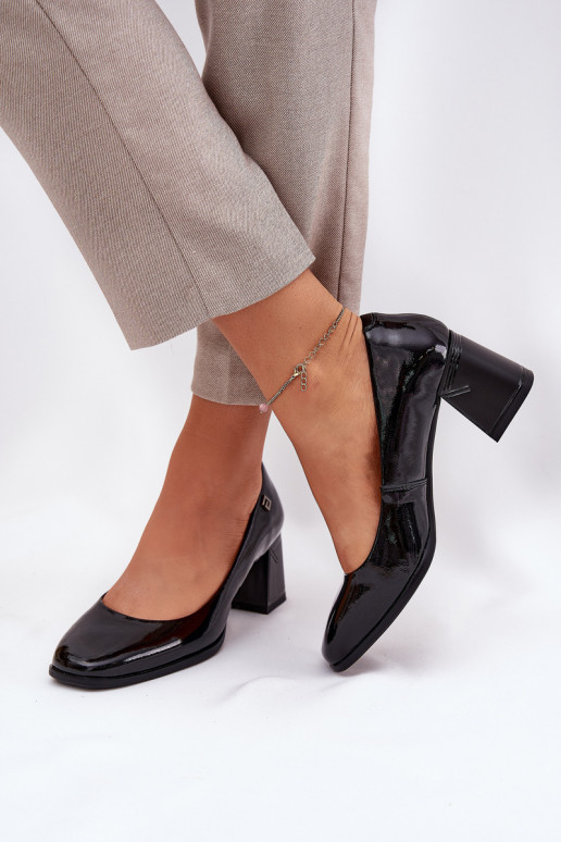 s efektem laku Obuv s podpatky Vinceza 91130 Černé  s efektem laku Obuv s podpatky Vinceza 91130 Černé