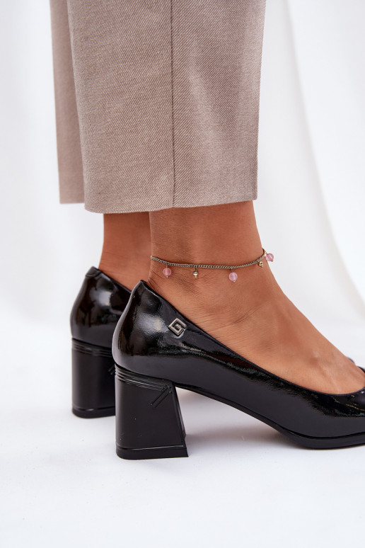 s efektem laku Obuv s podpatky Vinceza 91130 Černé  s efektem laku Obuv s podpatky Vinceza 91130 Černé