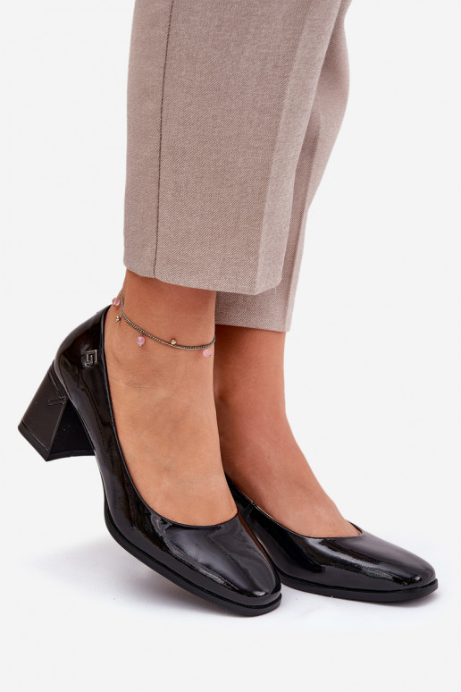 s efektem laku Obuv s podpatky Vinceza 91130 Černé  s efektem laku Obuv s podpatky Vinceza 91130 Černé