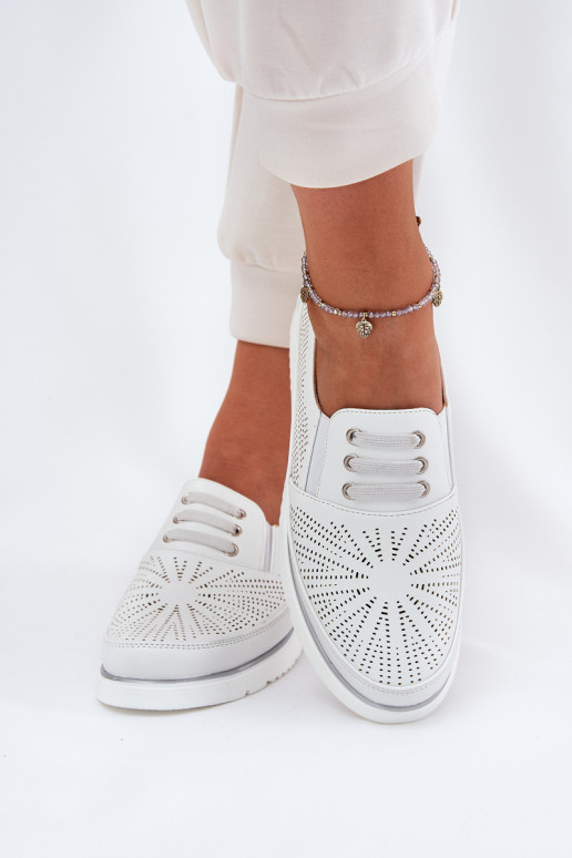 boty  Slip-on vzor s ažurovými prvky bílé Azethia boty  Slip-on vzor s ažurovými prvky bílé Azethia