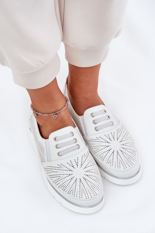 boty  Slip-on vzor s ažurovými prvky bílé Azethia boty  Slip-on vzor s ažurovými prvky bílé Azethia