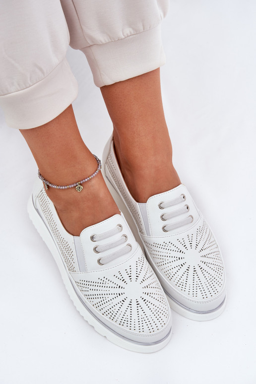 boty  Slip-on vzor s ažurovými prvky bílé Azethia boty  Slip-on vzor s ažurovými prvky bílé Azethia