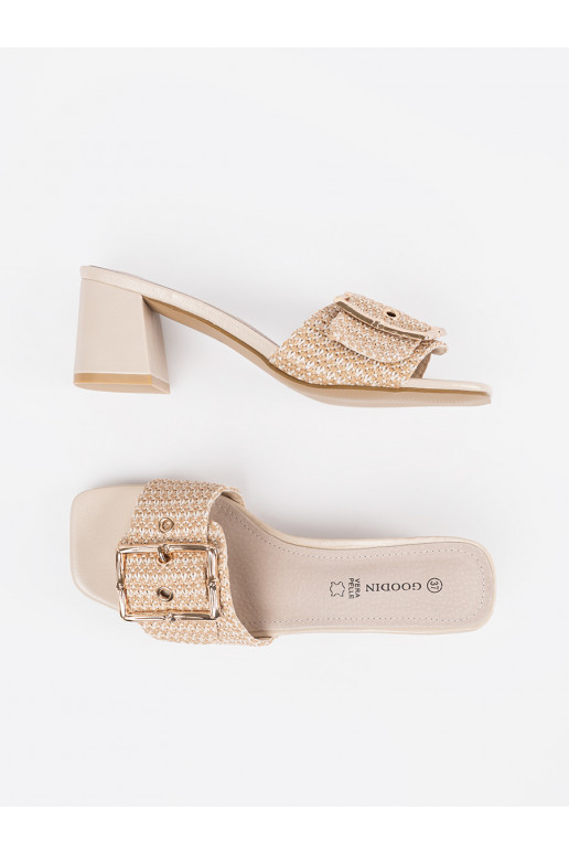 Tweedowe  Pantofle na podpatku Tweedowe  Pantofle na podpatku