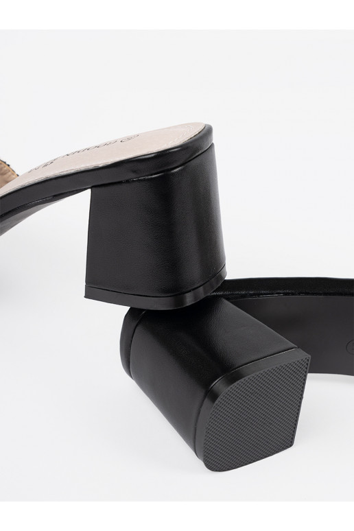 Tweedowe černá-bílé Pantofle na podpatku Tweedowe černá-bílé Pantofle na podpatku