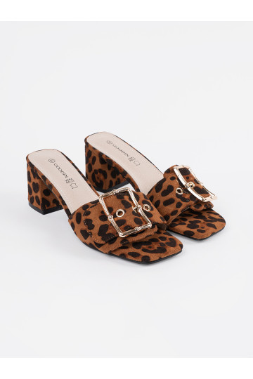 Tweedowe Pantofle na podpatku  2