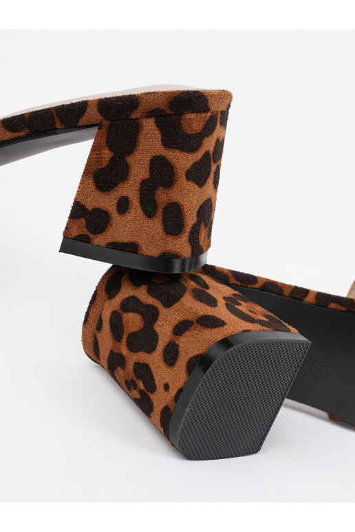 Tweedowe Pantofle na podpatku 