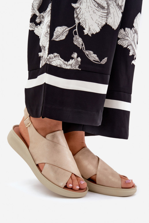 Dámské sandály z ekologické kůže zlaté barvy Tosmelia Dámské sandály z ekologické kůže zlaté barvy Tosmelia