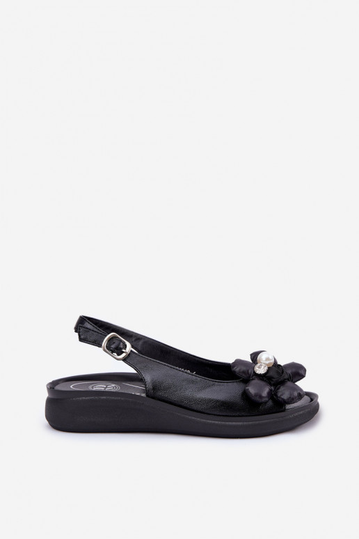 Dámské sandály  S květinamiem Černé Divonne Dámské sandály  S květinamiem Černé Divonne