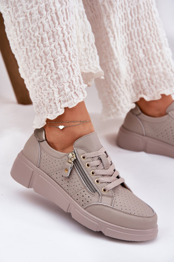 tenisky Tenisky s platformou se zipy Vinceza 88019 béžové