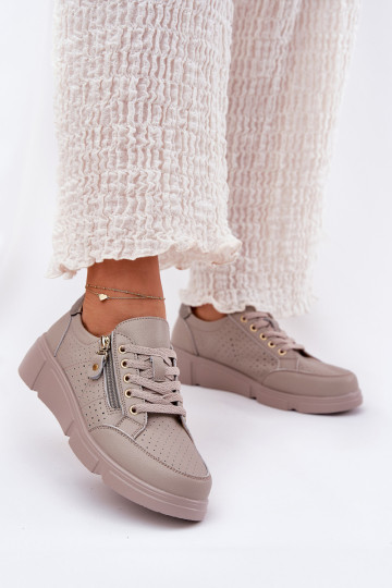 tenisky Tenisky s platformou se zipy Vinceza 88019 béžové 2