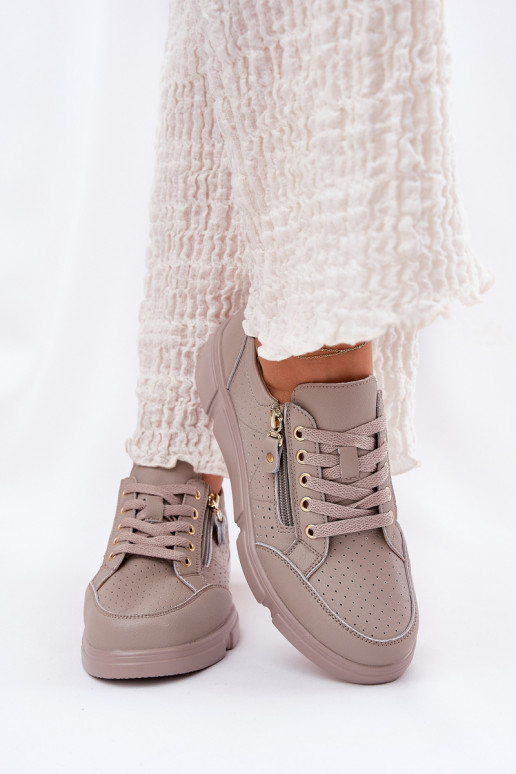 tenisky Tenisky s platformou se zipy Vinceza 88019 béžové  tenisky Tenisky s platformou se zipy Vinceza 88019 béžové