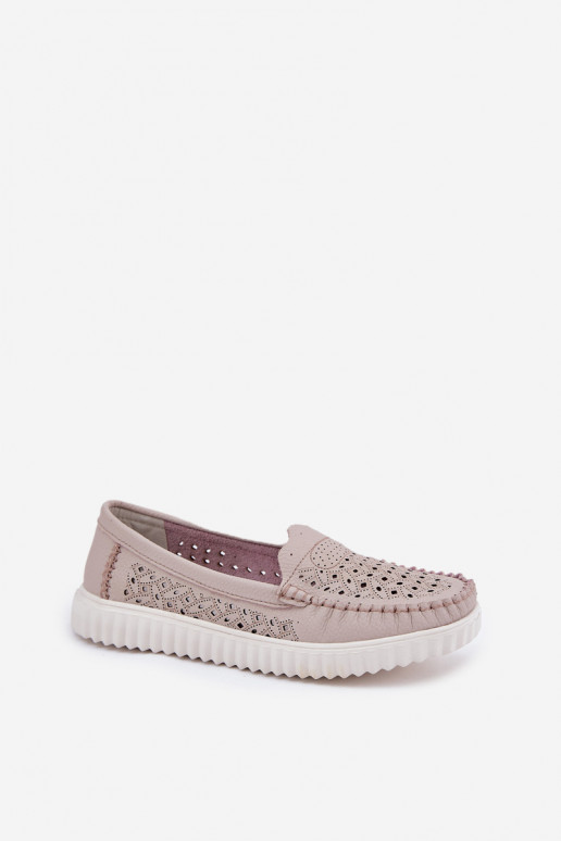 Dámské mokasíny s ažurovými prvky Vinceza 88028 béžové  Dámské mokasíny s ažurovými prvky Vinceza 88028 béžové