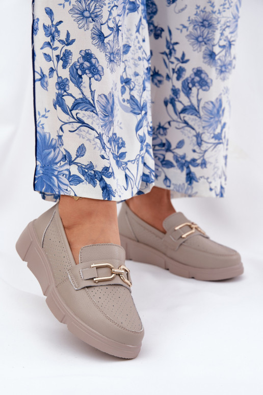 Dámské mokasíny  Ze zlaté barvym Detalem Vinceza 88007 béžové Dámské mokasíny  Ze zlaté barvym Detalem Vinceza 88007 béžové