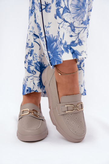 Dámské mokasíny  Ze zlaté barvym Detalem Vinceza 88007 béžové 2