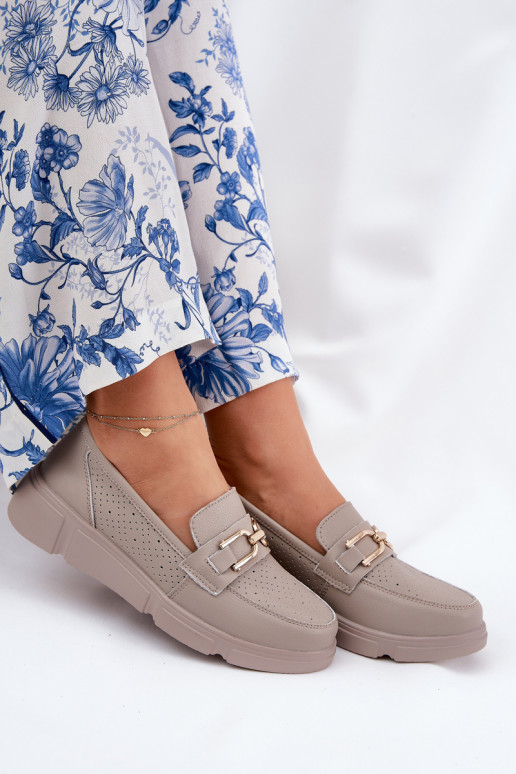 Dámské mokasíny  Ze zlaté barvym Detalem Vinceza 88007 béžové Dámské mokasíny  Ze zlaté barvym Detalem Vinceza 88007 béžové