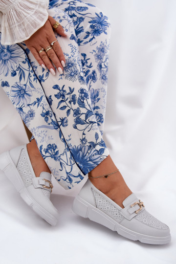 Dámské mokasíny  Ze zlaté barvym Detalem Vinceza 88007 šedá