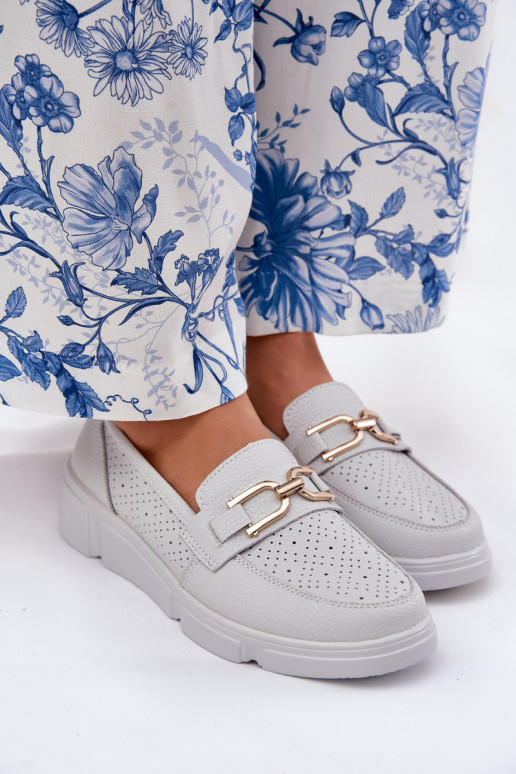 Dámské mokasíny  Ze zlaté barvym Detalem Vinceza 88007 šedá Dámské mokasíny  Ze zlaté barvym Detalem Vinceza 88007 šedá