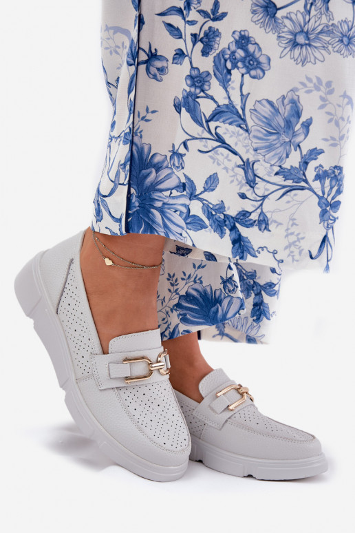 Dámské mokasíny  Ze zlaté barvym Detalem Vinceza 88007 šedá Dámské mokasíny  Ze zlaté barvym Detalem Vinceza 88007 šedá