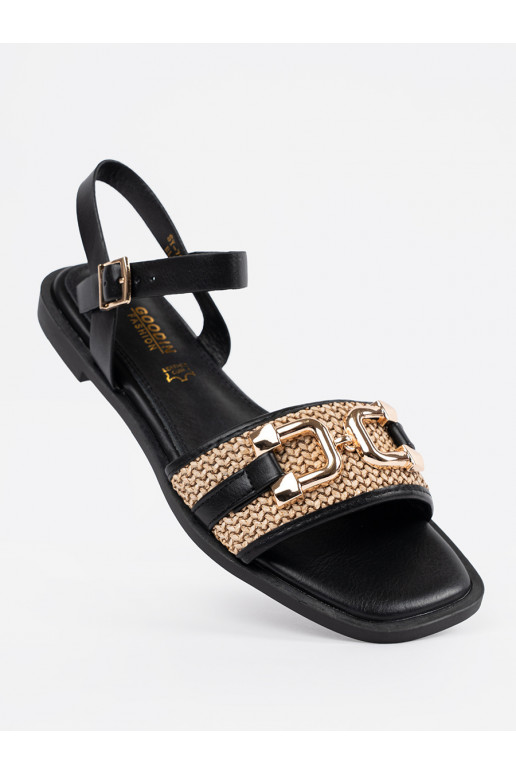 Černé sandály ze skórzaną wkładką Černé sandály ze skórzaną wkładką