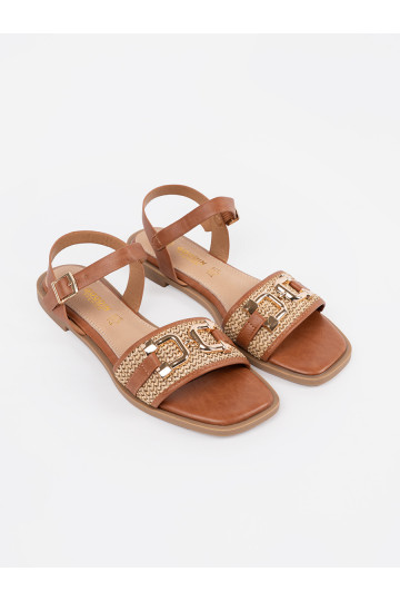 hnědá sandály ze skórzaną wkładką 2