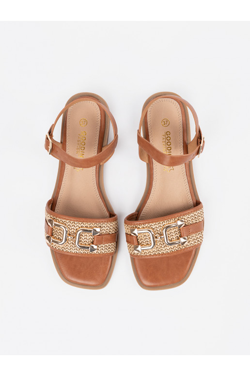 hnědá sandály ze skórzaną wkładką hnědá sandály ze skórzaną wkładką