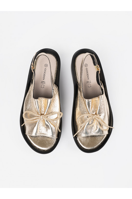zlaté barvy sandály  ze skórzaną wkładką zlaté barvy sandály  ze skórzaną wkładką