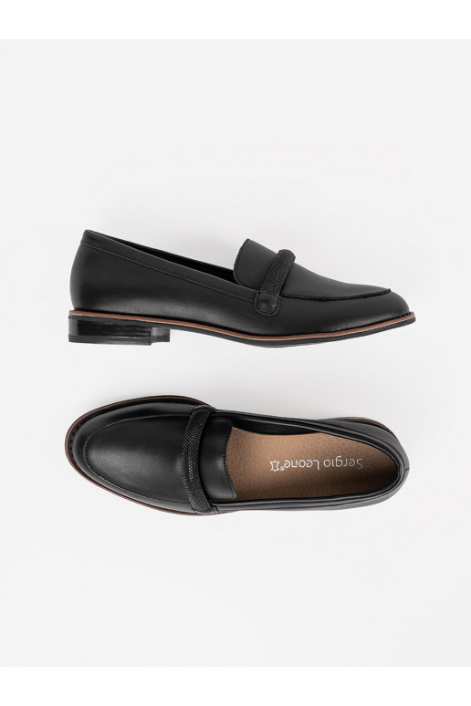 Černé mokasíny ze skórzaną wkładką Sergio Leone Černé mokasíny ze skórzaną wkładką Sergio Leone