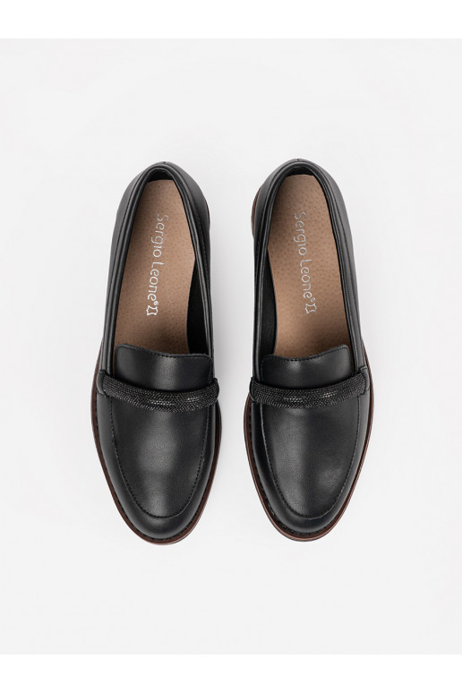 Černé mokasíny ze skórzaną wkładką Sergio Leone Černé mokasíny ze skórzaną wkładką Sergio Leone